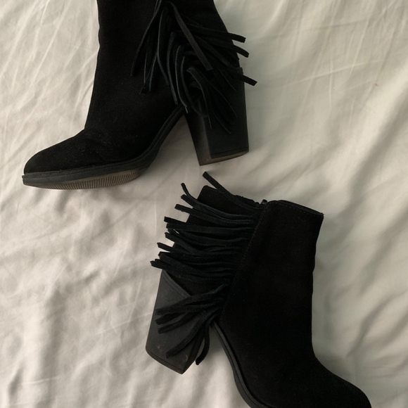 Black Fringe Booties - Picture 2 of 2